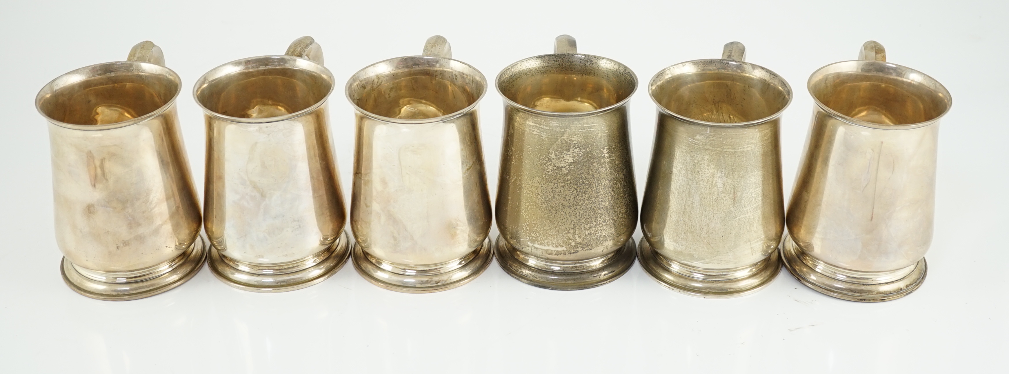 A set of six George VI silver mugs, by Mappin & Webb